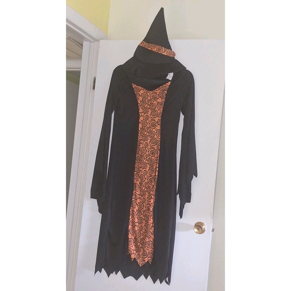 RUBIES Orange Black Witch  Halloween Costume Dress w/ Hat Large